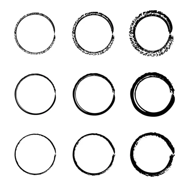 Set Grunge Circles Frame Super Set Simple Hand Drawn Circle — Stock Vector
