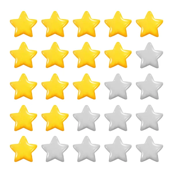 Rating Stars Icons Set Vector Light Neumorphic Design Elements White — Stockvector