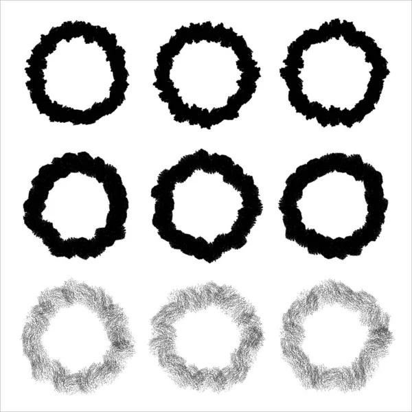 Σετ Από Κύκλους Grunge Διάνυσμα Grunge Στρογγυλά Σχήματα Κύκλοι Για — Διανυσματικό Αρχείο