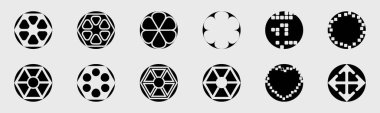 Vahşilik şekilleri. Soyut grafik geometrik sembollerin toplanması. Soyut Bauhaus ve Boho kozmik tarzı. Minimalist doğrusal form. Vektör illüstrasyonu