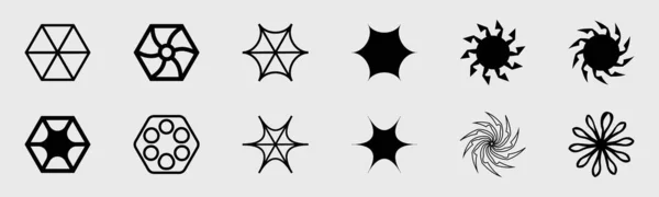 Y2K的矢量集 极小的几何元素 简单的形状 闪烁着野蛮的形象 矢量说明 — 图库矢量图片