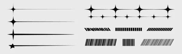 Векторный Набор Y2K Модные Геометрические Элементы Дизайна Орнаменты Украшения Глюк — стоковый вектор