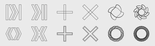 Coleção Elementos Design Geometria Y2K Retrofuturista Elementos Geométricos Minimalistas Ornamentos — Vetor de Stock