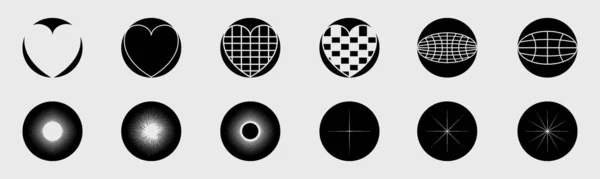 Vahşilik şekilleri. Minimalist geometrik elementler. Dekorasyon için süsler. Simge Koleksiyonu. Vektör illüstrasyonu
