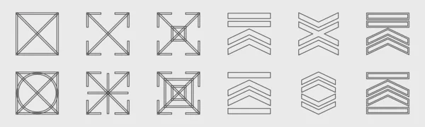 Vector Set Y2K Minimalist Geometric Elements Ornaments Decoration Minimalist Linear — Stock Vector