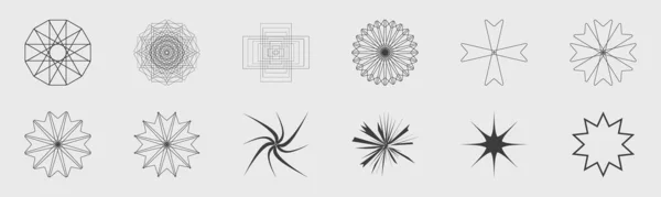 Retrofuturistisk Designkollektion För Y2K Geometri Stor Samling Abstrakta Grafiska Geometriska — Stock vektor