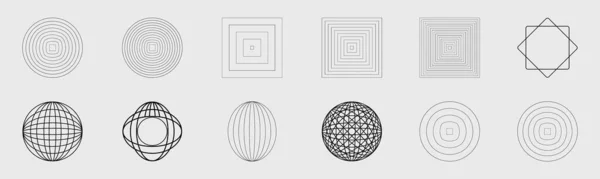 Retrofuturisztikus Y2K Geometria Design Elemek Gyűjteménye Trendi Geometriai Tervezési Elemek — Stock Vector