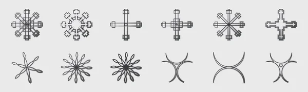 Vektoruppsättning Y2K Insamling Abstrakta Grafiska Geometriska Symboler Abstrakt Bauhaus Och — Stock vektor