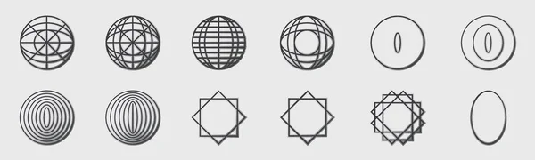 Συλλογή Στοιχείων Y2K Μοντέρνα Γεωμετρικά Στοιχεία Σχεδιασμού Στολίδια Για Διακόσμηση — Διανυσματικό Αρχείο