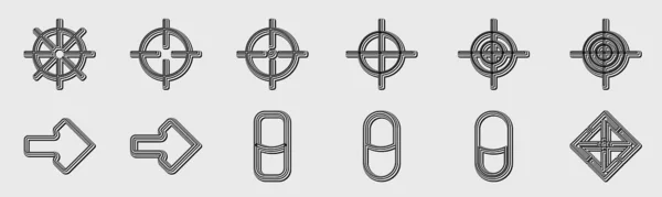 Retro Futuristische Elementen Voor Design Verzameling Van Abstracte Geometrische Symbolen — Stockvector