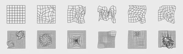 レトロ未来的なY2K幾何学デザイン要素コレクション トレンドの幾何学的なデザイン要素 単純な形状が形成されます 極悪非道な姿だ ベクターイラスト — ストックベクタ