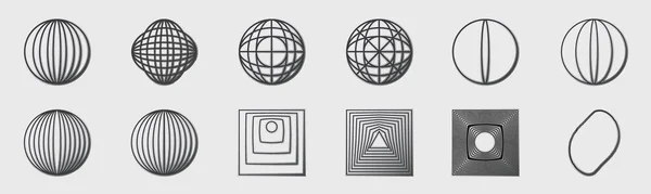 Elementos Futuristas Retro Para Diseño Colección Símbolos Geométricos Gráficos Abstractos — Archivo Imágenes Vectoriales