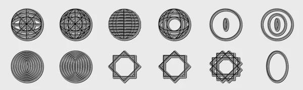 Συλλογή Στοιχείων Y2K Μινιμαλιστικά Γεωμετρικά Στοιχεία Αντικείμενα Στυλ Y2K Απομονωμένο — Διανυσματικό Αρχείο