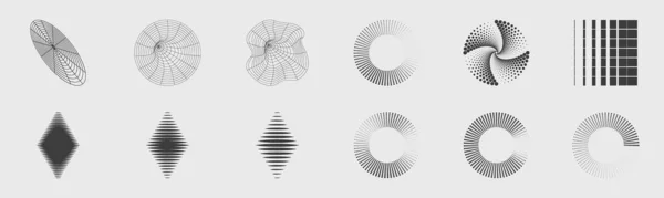 Збірка Елементів Y2K Мінімалістичні Геометричні Елементи Абстрактні Форми Ізольовані Тлі — стоковий вектор