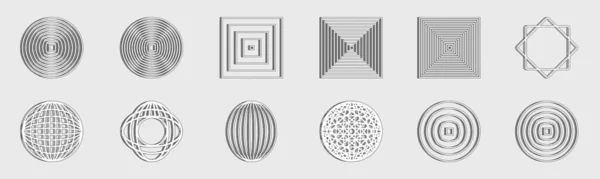 Coleção Elementos Y2K Grande Coleção Objetos Geométricos Gráficos Abstratos Objetos — Vetor de Stock