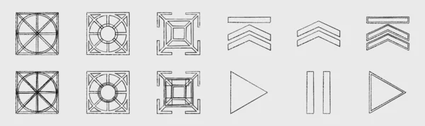 Elementos Futuristas Retrô Para Design Elementos Geométricos Minimalistas Ornamentos Para —  Vetores de Stock