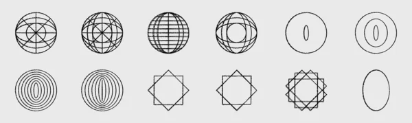 ブルータリズムの形 抽象的なグラフィック幾何学的オブジェクトの大きなコレクション Y2K形式のオブジェクト 極悪非道な姿だ ベクターイラスト — ストックベクタ