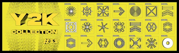 Vahşilik şekilleri. Soyut grafik geometrik sembollerin toplanması. Y-2k tarzında nesneler. 80 'lerin stili. Vektör illüstrasyonu