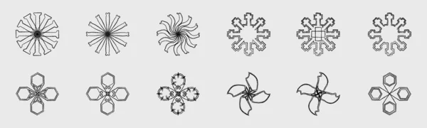Eléments Futuristes Rétro Pour Design Collection Symboles Géométriques Graphiques Abstraits — Image vectorielle