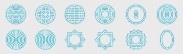 Ретро Футуристичні Елементи Дизайну Мінімалістичні Геометричні Елементи Прикраси Прикраси Кібернеофутуристичний — стоковий вектор