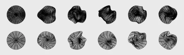 Retrofuturista Colección Elementos Diseño Geometría Y2K Gran Conjunto Objetos Retro — Archivo Imágenes Vectoriales
