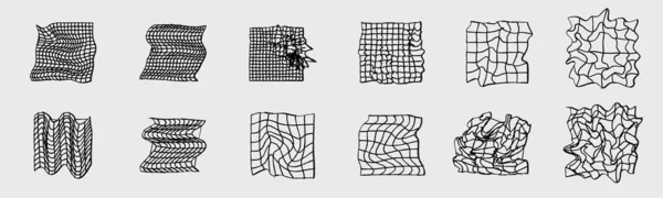 Αναδρομική Συλλογή Στοιχείων Σχεδιασμού Y2K Γεωμετρίας Μεγάλο Σύνολο Ρετρό Αντικειμένων — Διανυσματικό Αρχείο