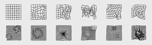 Retrofuturistik Elemen Desain Y2K Koleksi Minimalis Elemen Geometris Gaya Kosmik - Stok Vektor