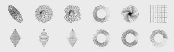 Retrofuturistische Y2K Geometrie Design Elementen Collectie Verzameling Van Abstracte Geometrische — Stockvector