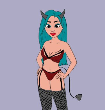 İç çamaşırı giyen seksi bir kadın. Beyaz arkaplanda illüstrasyon