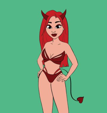 Güzel bir kız, kızıl saçlı, seksi bir cadı.