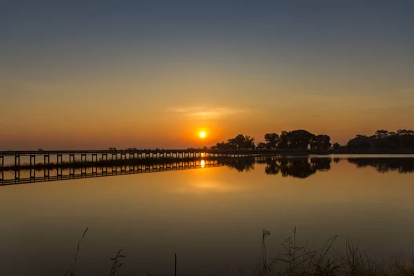 Sunset Winter Sweetwater Swamp Northern Thailand — Zdjęcie stockowe