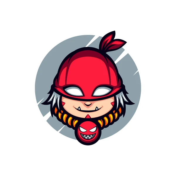 可爱的红色面具强盗病媒吉祥物 — 图库矢量图片