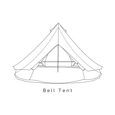 simple line art design of bell tent for summer vacation camp