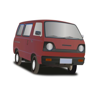 Bandung, Indonesia - August 8 2022: Car series minibus product from suzuki carry 7th generation. japanese car vector white background. Classic car.
