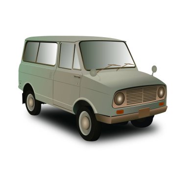 Bandung, Indonesia - July 21 2022: Car series minibus. Product from suzuki carry 1th generation. Japanese car vector white background. Classic car