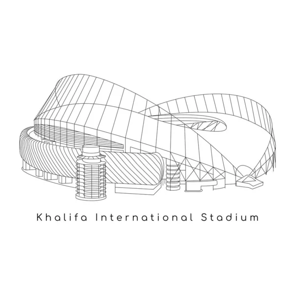 Doha Qatar April 2022 Graphic Design Khalifa International Stadium Venue — Vettoriale Stock