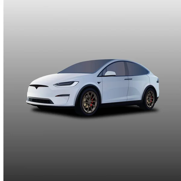 Bandung Indonesia August 2022 Tesla Model Electric Vehicle Illustration Design — Stockvektor