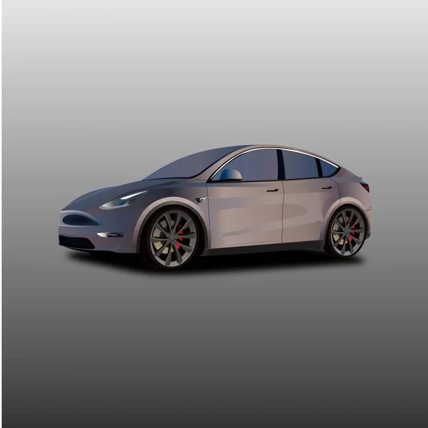 Bandung Indonesia August 2022 Tesla Model Electric Vehicle Illustration Design — Stockvektor