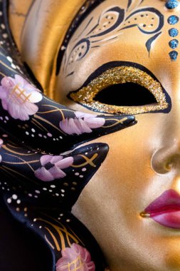Luxury Venetian Woman Golden Half Mask