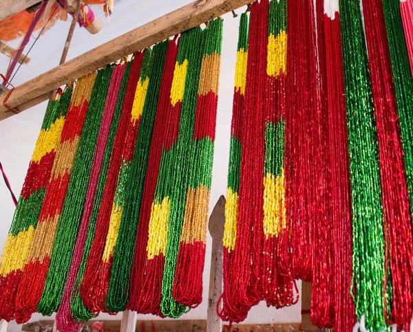 Selling Mala Necklace Fair Indian Mela Selective Focus Subject Background — Stockfoto