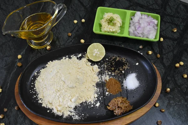 Ingrediens Sattu Paratha Eller Litti Fyllning Bihar Inkludera Sattu Pulver — Stockfoto