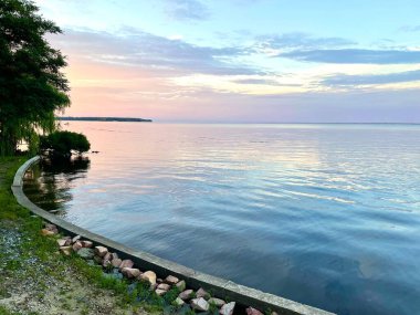 Evening sea Dnipro beach Ukraine 