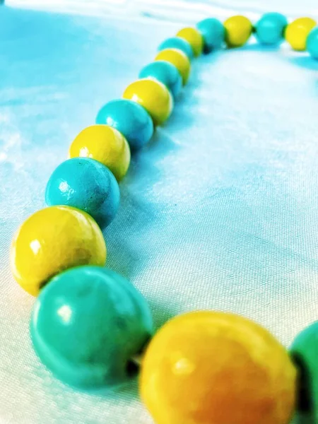 Necklace Beads Ukraine Yellow Blue — Stock Photo, Image