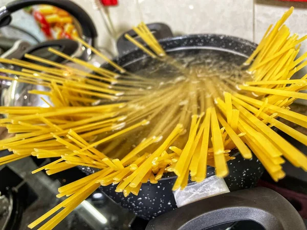 Nudeln Makkaroni Leckere Spaghetti Essen Kochen — Stockfoto