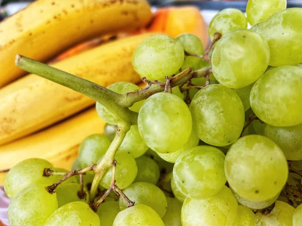 Winogrona Owoce Witaminy Zdrowie Banan Wegetarianin — Zdjęcie stockowe