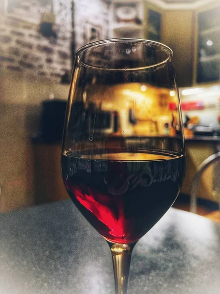 Wein Zeit Abend Rotwein Glas Wein — Stockfoto