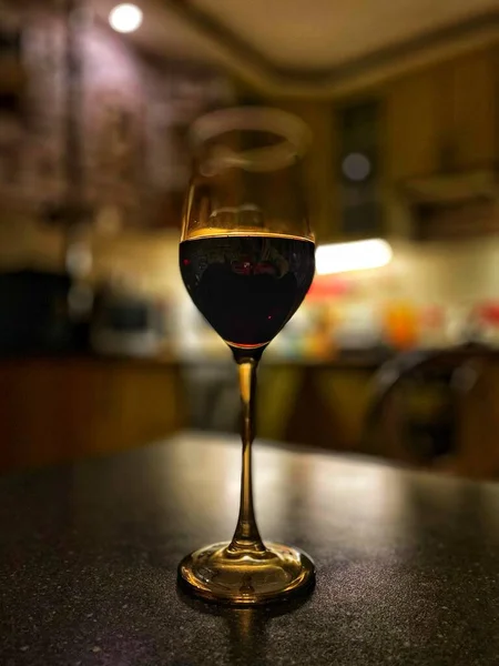 Vinho Tempo Tempo Noite Vinho Tinto Copo Vinho — Fotografia de Stock
