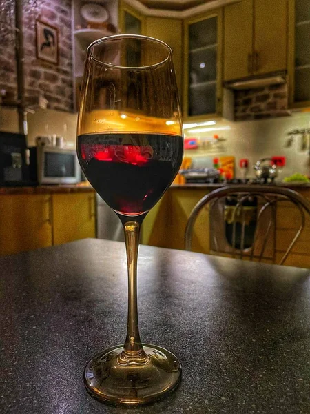 Wein Zeit Abend Rotwein Glas Wein — Stockfoto