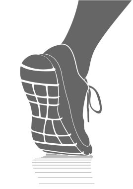 Running sports shoe icon, simple vector drawing. Running shoes symbol design template. Vector illustration of a runner's shoe / foot. View from the back on the sole. Close-up.