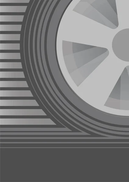 Wheel in motion, rotating. Abstract illustration of spinning car wheel on dark background.